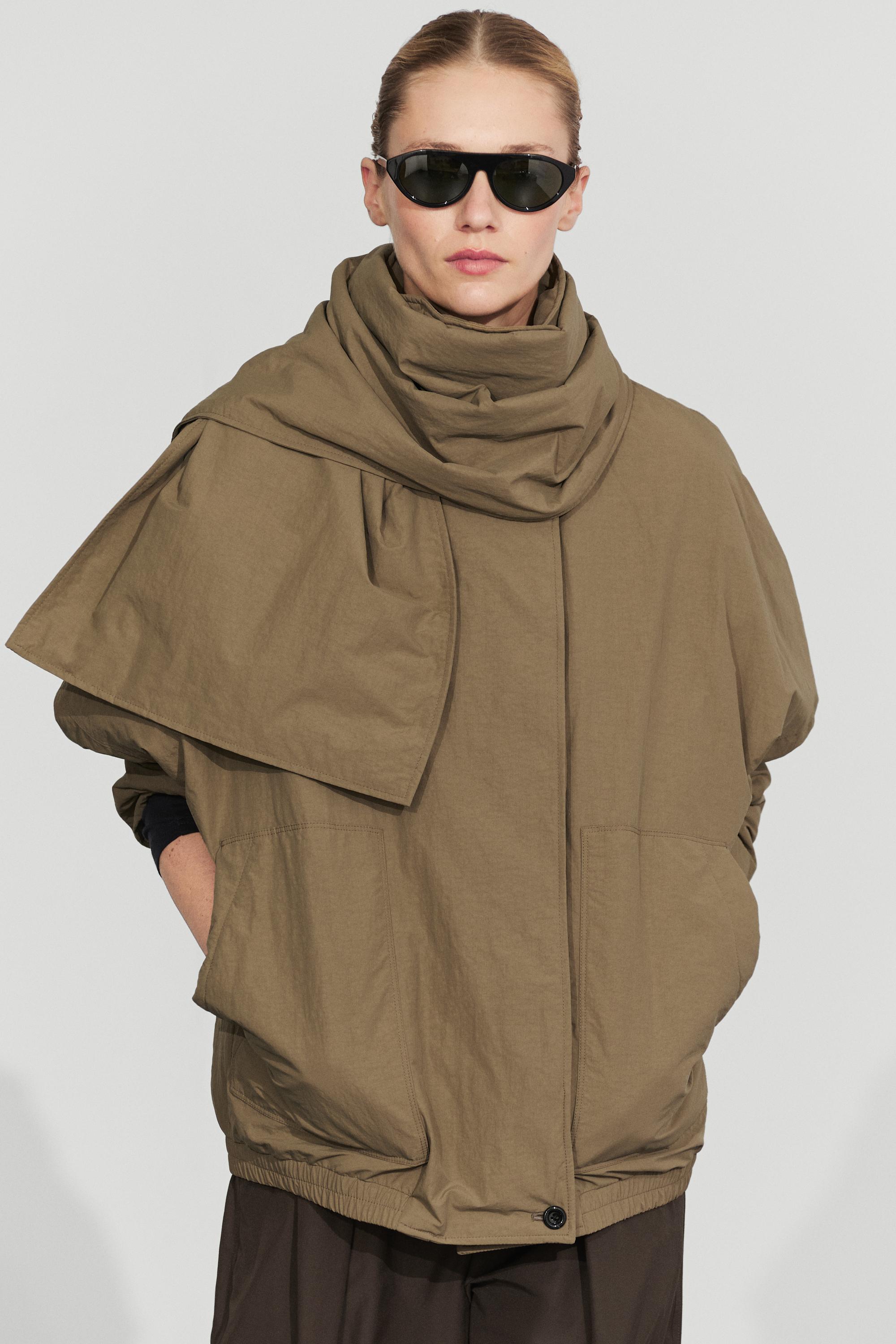 Quilted bomber jacket with scarf
